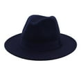 thumbnail image 2 of BELOVING Fashion Party Fedora Hat Simple Ribbon Band Belt Felted British Winter Navy, 2 of 6