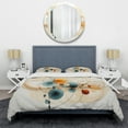 thumbnail image 3 of Designart "Blue Orange Line Art Conceptual Abstracts II" Modern Bedding Covert Set - Line Art Teal Abstract Bed Set With 1 Sham, 3 of 6