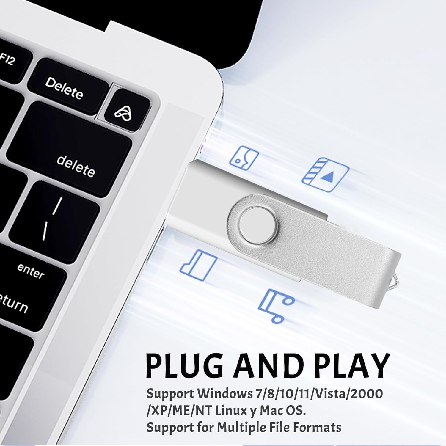 10PACK 32GB USB 2.0 Flash Drive Thumb Drive Rotating Memory Stick Jump for Storage and Backup Metallic White Paint