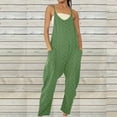 thumbnail image 2 of lcziwo Women's Eyelets Baggy Jumpsuits Casual Spaghetti Strap Sleeveless V Neck Romper Solid One Piece Pants with Pockets Lightening Sale, 2 of 7