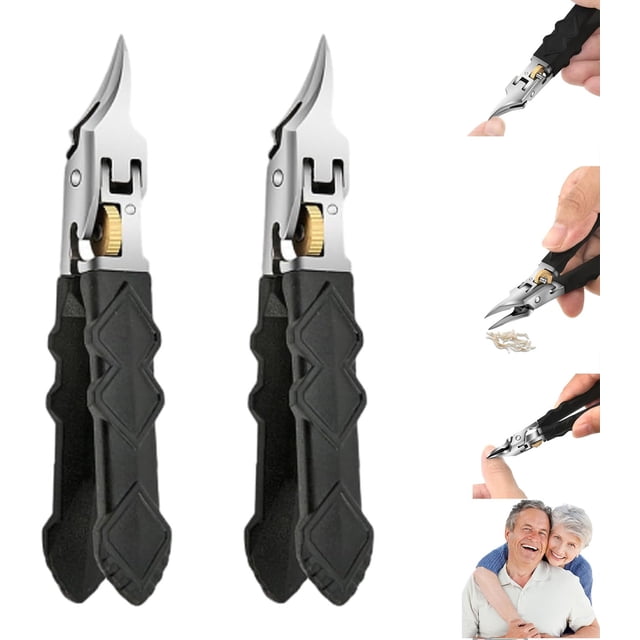 Opickly Toenail Clipper, Precision-Honed Stainless Steel, 25° Angled Jaws, Geared Lock, Single-Handed Sliding Switch, Anti-Slip Grip (2 PCS)