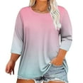 thumbnail image 2 of Ahuyic Womens Plus Size Top, Casual 3/4 Sleeve Blouse For Autumns And Winter, Womens Plus Size Printed Round Neck Three Quarter Sleeve Loose T-shirt Top, 2 of 5