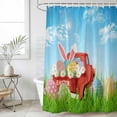 thumbnail image 4 of Blue Green Easter Bathroom Shower Curtains with 12 Hooks Polyester Waterproof Shower Curtain for Stalls and Bathtubs Spring Watercolor Eggs Bunny Red Truck Decorative Bathroom Curtain 60x72 Inches, 4 of 9