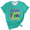 thumbnail image 2 of BOOMILK Mardi Gras Shirts for Women Casual Letter Graphic Tees V Neck Short Sleeve T-shirt Gift Summer Tops Plus Size, 2 of 5