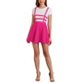 thumbnail image 2 of INSPIRE CHIC Women's Skirts Pleated Overall Gothic Elastic High Waist A-Line Kawaii Suspender Skirt XL Rose Red, 2 of 6