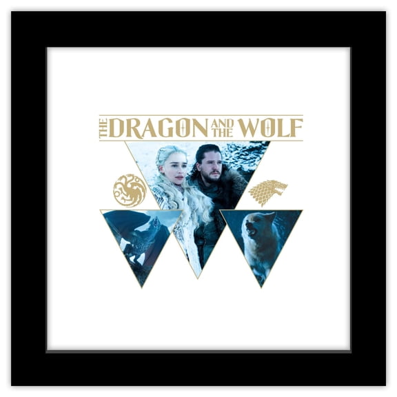 Gallery Pops Game of Thrones - Dragon And The Wolf Wall Art, Black Framed Version, 12" x 12"
