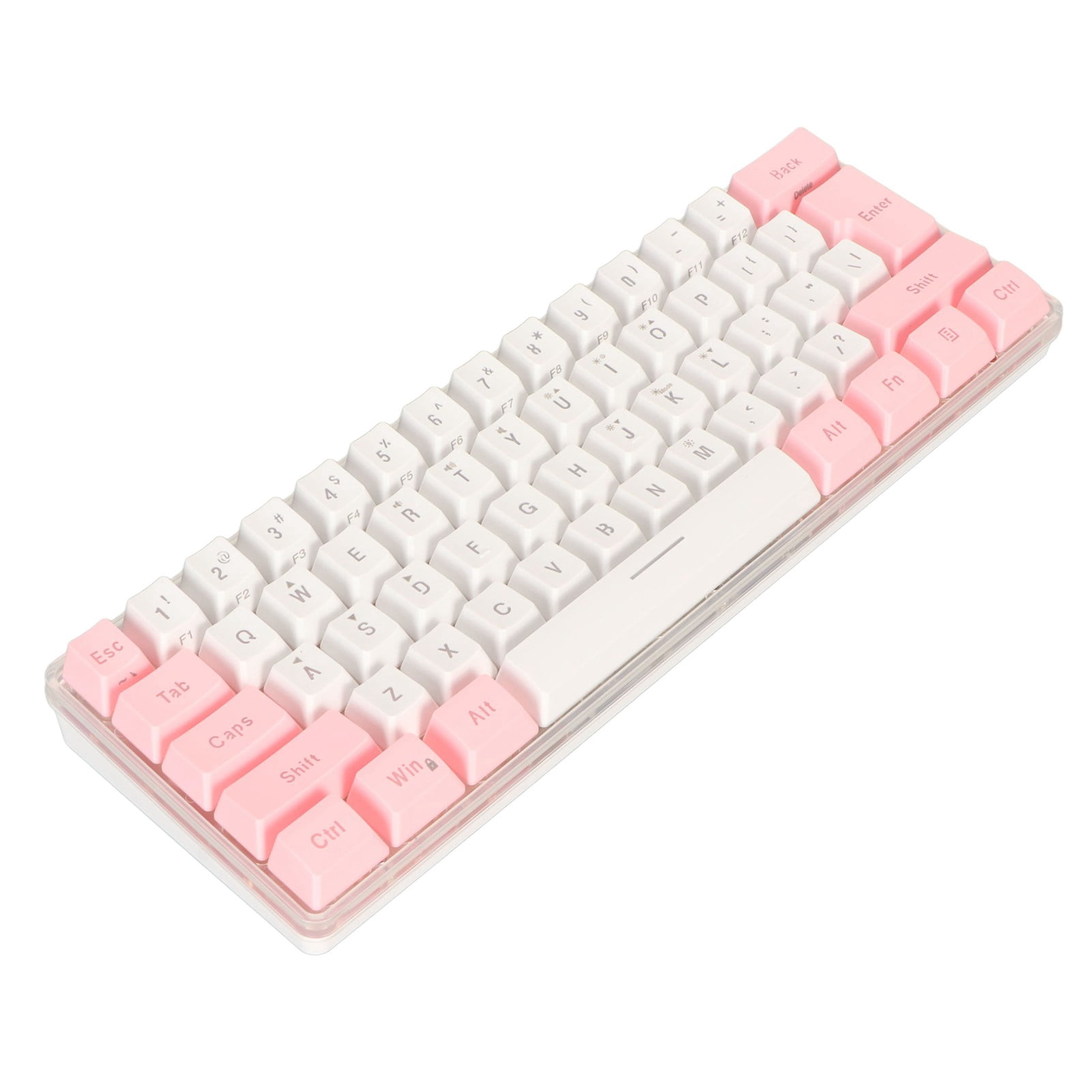 60% Wired Gaming Keyboard Mini Keyboard Imitated Mechanical Technique Compact 61 Keys Keyboard for Gamer Typist Pink White