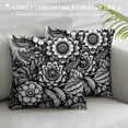 thumbnail image 3 of COMIO UPOOS Throw Pillow Cover Floral Vintage with Victorian Bouquet of Black Flowers on White Garden Roses Tulips Delphinium Petunia Decorative Pillow Case Home Decor Square Pillowcase White, 3 of 5