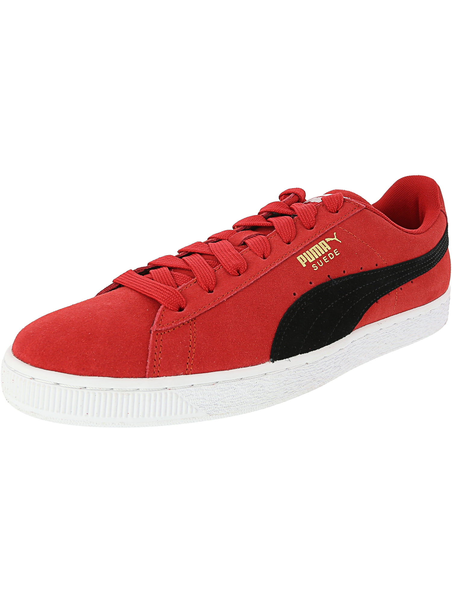 puma red and black sneakers