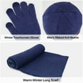 thumbnail image 5 of FZ FANTASTIC ZONE Mens Winter Warm Beanie Hats Long Scarf Neck Touchscreen Gloves Set Ribbed Knit Skull Caps Scarves Gloves for Women Man, 5 of 6
