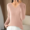 thumbnail image 2 of Lmnyox Women's Casual Sweaters Solid Color Long Sleeve Basic Sweater Tops Fall Winter Fashion Loose Knit Tops, 2 of 3
