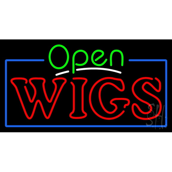 Green Open Double Stroke Wigs LED Neon Sign 13 x 24 - inches, Black Square Cut Acrylic Backing, with Dimmer - Bright and Premium built indoor LED Neon Sign for Defence Force.