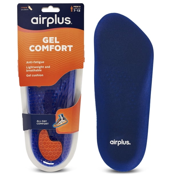 Plantillas para zapatos Airplus Gel Orthotic de 3/4 de longitud, cómodas, para hombre