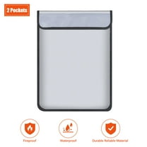 KANCOKIT Fireproof Document Bag, 11"x 15" Waterproof Fire Proof Money Bag for Cash with Zipper, 2 Pockets Important Document Storage Organizer for Valuables (2000 ℉), Gray