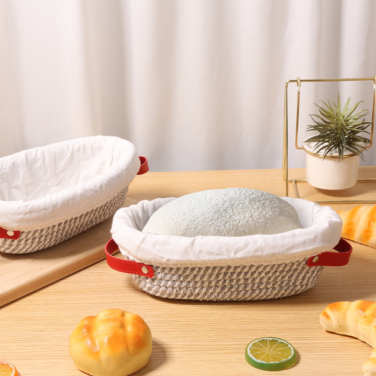 Cotton Rope Proofing Basket for Bread Baking Oval And Round Banneton Bread Basket with Liner And Cover for Homemade Sourdough Baking