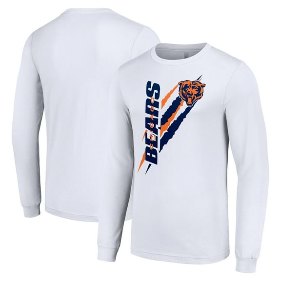Men's Starter  White Chicago Bears Color Scratch Long Sleeve T-Shirt