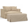 thumbnail image 3 of Sunset Trading Newport 52" Fabric Slipcovered Chair & A Half with Ottoman in Tan, 3 of 7