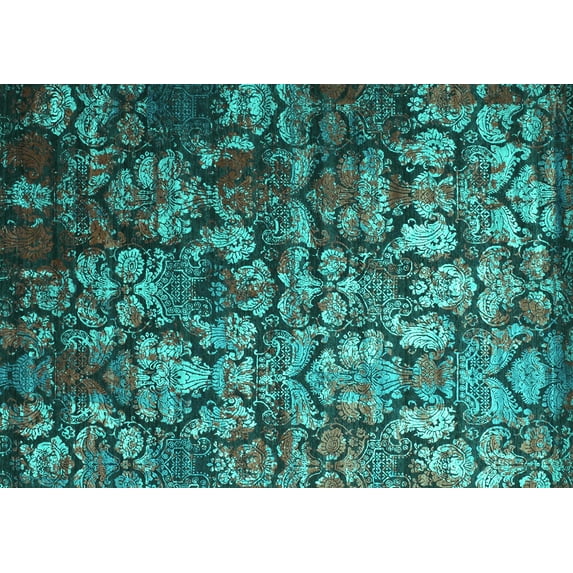 Ahgly Company Machine Washable Indoor Rectangle Abstract Turquoise Blue Contemporary Area Rugs, 5' x 8'