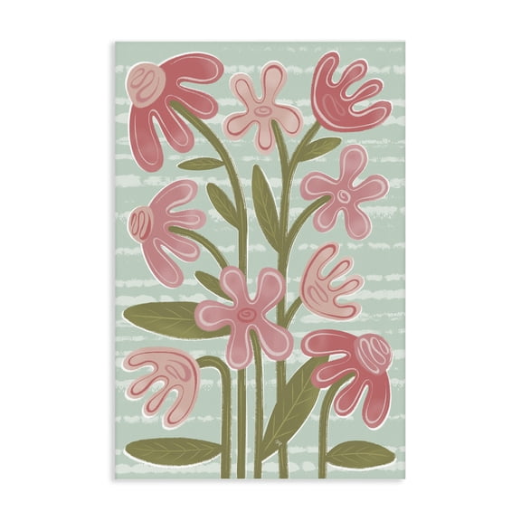 Stupell Industries Eclectic Pink Whimsy Midcentury Flowers Canvas Art, 16 x 24, by Martina Pavlova