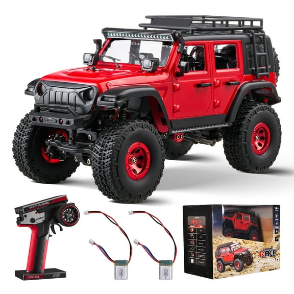 VEVOR Remote Control Car, 1:24 Scale RC Car for Kids, All Terrain 4WD Off-Road Truck with Full Lighting, 1 Extra Shell & 2 Rechargeable Batteries, 2-Speed Hobby Racing Car for 14  Years Boys Girls