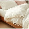 thumbnail image 5 of White Pom Pom Duvet Cover Fringed Cotton Cover Full Queen, 86"Wx90"L, 5 of 5