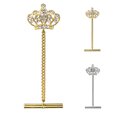 thumbnail image 2 of Tie Pin Creative Rhinestone Crown Tie Tack Back Tie Tack Clutch with Chain, 2 of 7