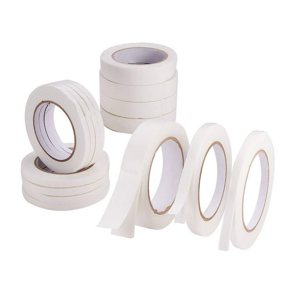15 Rolls Double Sided Foam Tape White PE Foam Tape Sponge Soft Waterproof Mounting Adhesive Tape Width 3/10 2/5 1/4 Inch Each Roll 6.56 Feet