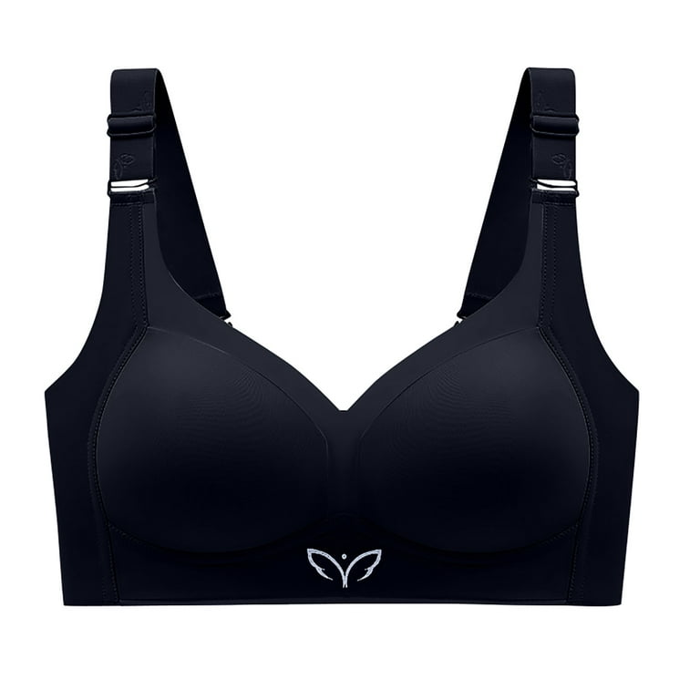 YDKZYMD Women's Push Up Bra Seamless Breathable Plunge Bra Compression Bras  Black 46C 