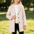 thumbnail image 2 of Afdoent Girls Winter Coat Solid Long Jacket Kids Button Front Casual Warm Outerwear for Fall for Daily Wear, 2 of 5