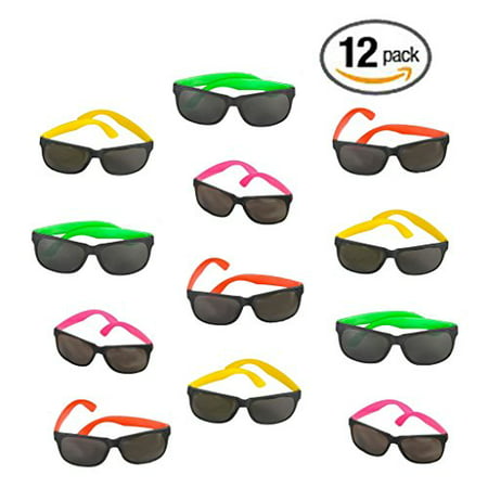 12 Pack 80's Style Neon Party Sunglasses - Fun Gift, Party Favors, Party Toys, Goody Bag Favors
