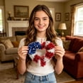 thumbnail image 3 of 11 Inch Patriotic Tinsel Wreath for Front Door, Red White and Blue Hanging Decorations for 4th of July, Memorial Day, and Independence Day, Glitter Wreath for Home (A), 3 of 5