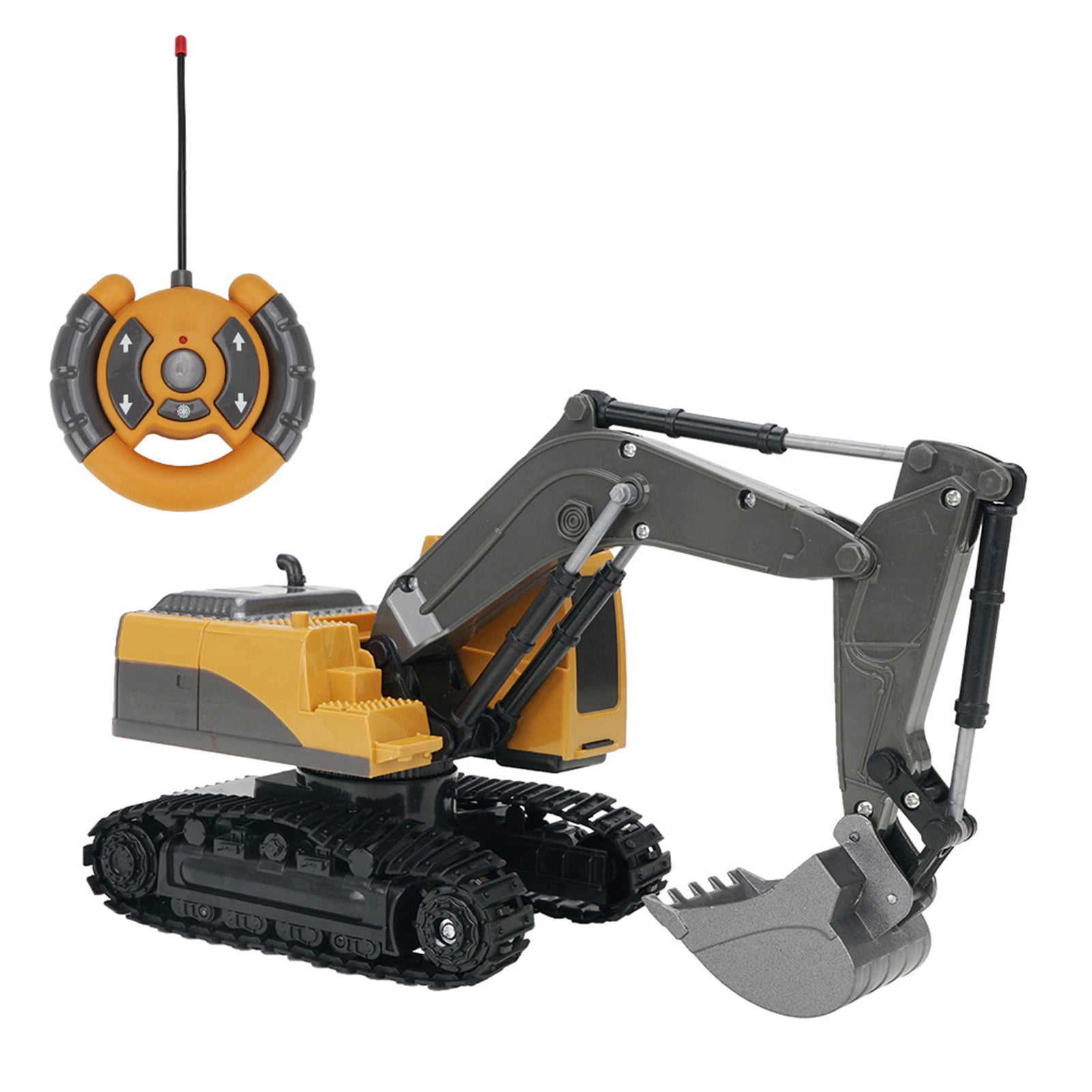 6 Channel Full Functional RC Excavator 1/24 Scale Remote Control Excavator Toy Rechargeable Construction Vehicles with Metal Shovel and Lights Sounds