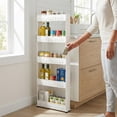 thumbnail image 3 of Lavish Home Slim Rolling Storage Cart On Wheels - 5-Tier Rolling Utility Cart for Bathroom, Kitchen, and Laundry Room Storage- Bathroom Shelves (White), 3 of 10