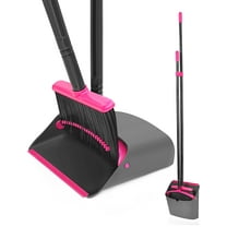 JEHONN Broom with Dustpan Combo Set Long Handle (Rose Red)