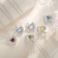 thumbnail image 4 of FANCIME Heart Rose Flower Necklace 925 Sterling Silver Birthstone Pendant Created Gemstone Jewellery Anniversary Birthday Christmas Gifts for Women 16+2 Inch, 4 of 6