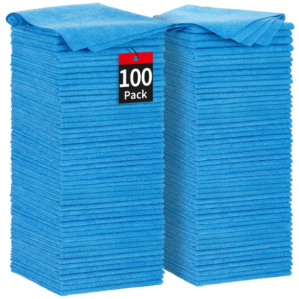 Shop Towels HOMERHYME, 100 unidades, microfibra, para coches, color azul, 29 x 29 cm