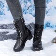 thumbnail image 5 of hopeusnice Lace Up Buckle Decor Side Zipper Boot Block Heel Street Style Boot Black 42, 5 of 7