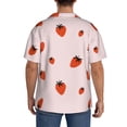 thumbnail image 3 of Rateoe Strawberry Pattern Men's Short Sleeve Classic Shirt, Casual Short-Sleeved Shirt, Lightweight Summer Shirt, Cuban Collar Shirt,Button-Front Shirt-Large, 3 of 5