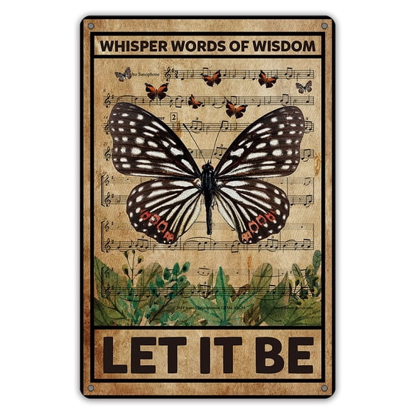 Letrero de metal para pared con diseño de lata QIONGQI Let It Be The Beatles