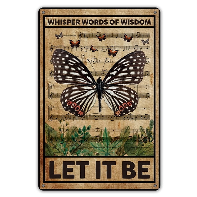 Letrero de metal para pared con diseño de lata QIONGQI Let It Be The Beatles