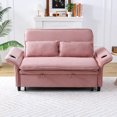 thumbnail image 5 of Three-In-One Corduroy Soft-Padded Multi-Functional Sofa Bed, Adjustable Backrest and Armrests, Pink, 5 of 5
