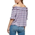 thumbnail image 2 of Tommy Hilfiger Womens Plaid Off The Shoulder Top Amstrdm Blue 2XL, 2 of 2