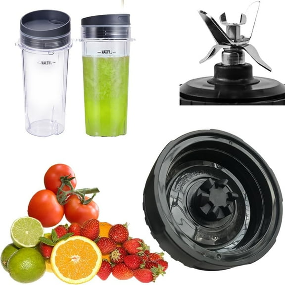 Replacement 6-Fin Male Blender Blade and 16oz Cups for Nutri Ninja Blender BL660 BL770 BL780 BL740 etc.(Small 3.35inch blade)