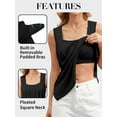 thumbnail image 3 of Attraco Womens Camosoles Tank Tops Built in Bras Summer Pleated Square Neck Tops Flowy Sleeveless Shirts, 3 of 7
