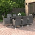 thumbnail image 1 of vidaXL 9 Piece Garden Dining Set with Cushions Poly Rattan and Glass, 1 of 5