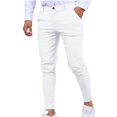 thumbnail image 2 of CaComMARK PI Clearance Mens Chinos Slim Fit Pants Flat Front Stretch Skinny Tapered Dress Pants Comfort Casual Solid Trousers White 4(S), 2 of 5
