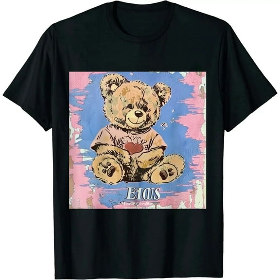 Qinduosi Mens Oversized Print T Shirt, Aesthetic Graphic Tee Unisex Teen Boys Girls Adults Black