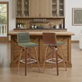 thumbnail image 2 of Vienna Swivel Bar Height Stool with Green Seat/Walnut Wood Frame- Set of 2, 2 of 11