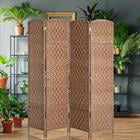 Demi Bonn 4-Panel Folding Privacy Screen Room Divider, 6ft Tall Wicker Weave Partition for Home Office and Bedroom Use, Brown
