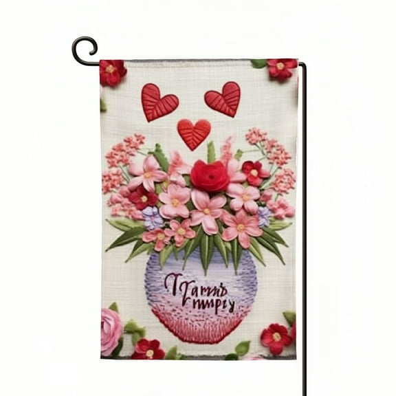 PHYHOO  Happy Mother's Day Garden Flag Double Sided for Mom, Burlap Small Vertical Mason Jar Floral Flower Garden Yard Flags for Spring Outside Outdoor House Decoration White